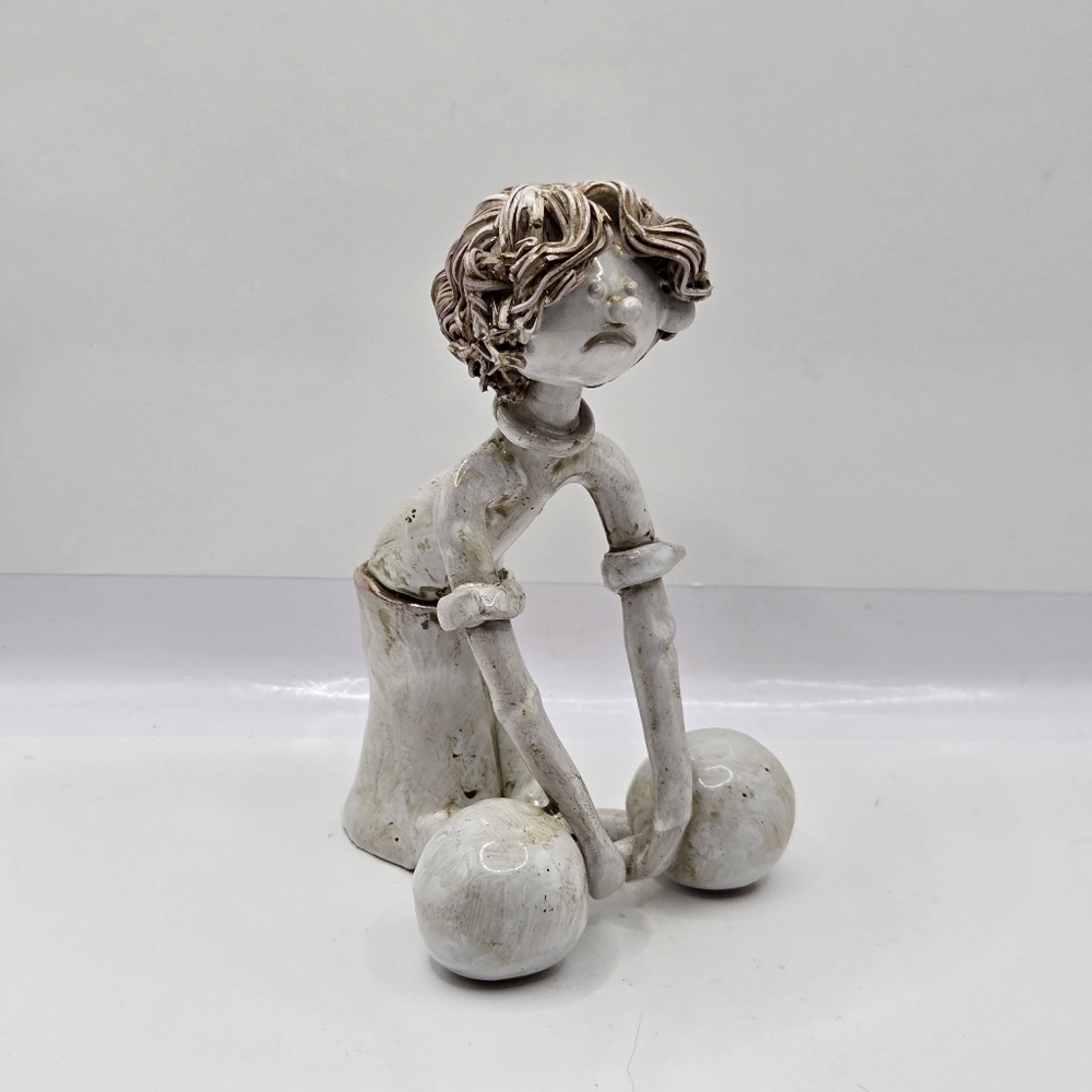 Italian Artist Dino Bencini Ceramic Weightlifter Figurine Italy Signed 5"H Rare
